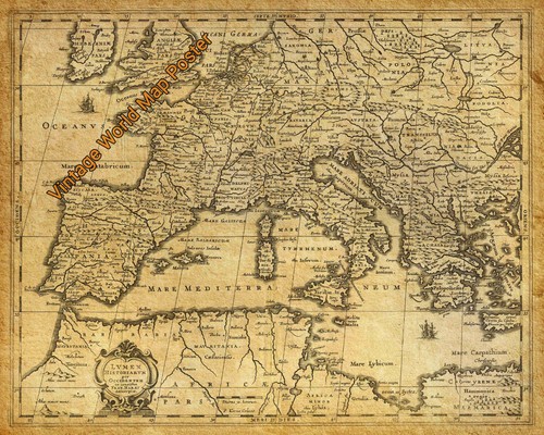 Poster vintage anni - , mappa