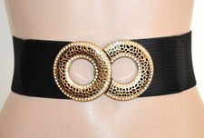 Cintura donna nera fibbia oro