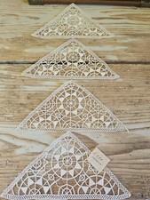 1900 Antico Set 4 Inserti Merletto Aemilia Ars Bologna Lenzuolo Punto Ago Pizzo