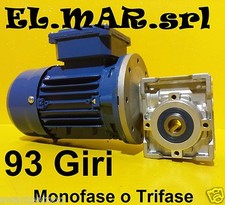Motoriduttore 93 Giri HP 0,25 Riduttore di giri Motore Monofase Trifase Kw 0,18