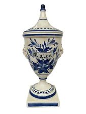 Vaso in ceramica bianca dipinta di Bassano per Farmacia Erboristeria Spezie