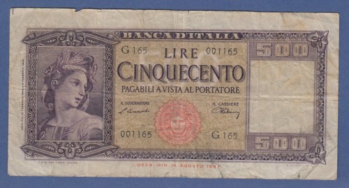 Banconota italia 500 - banconota, 1947