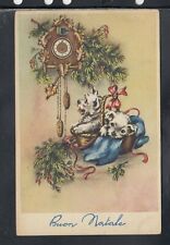 Cartolina Buon Natale Orologio Pendolo Cucu Cesto Cani Fiocco PMCE 654/2 Z212
