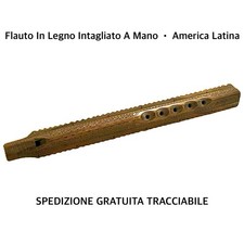 FLAUTO PIFFERO • Vintage 5 Note Musica • In Legno Artigianale•  Latino-America