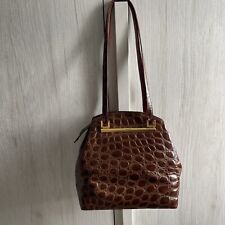 Gianfranco Ferre vera pelle borsa a spalla braccio Coccodrillo vintage marrone