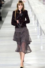 Gonna CHANEL 04P P23756 in chiffon di seta 38 vita 67 cm lunghezza 59 cm donna