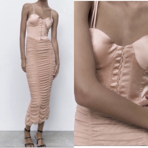 Zara abito midi corsetto tulle - corsetto,