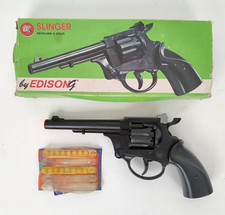 Pistola giocattolo platica SLINGER revolver 8 colpi art.140 vintage in box -81O
