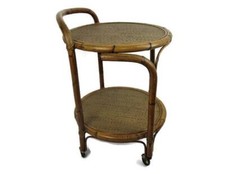 Carrello carrello giardino cocktail bar rattan bambù Costa Azzurra metà secolo mo