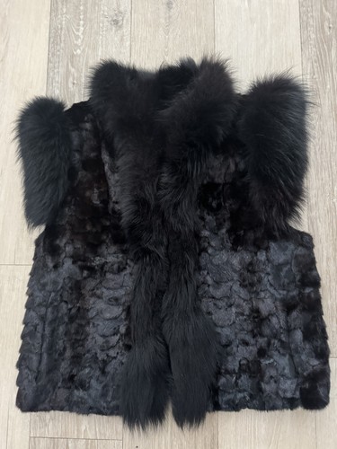 Gilet saga visone rasato nero - gilet,