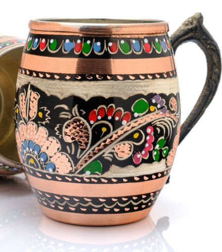 Tazza rame multicol incisa - rame,