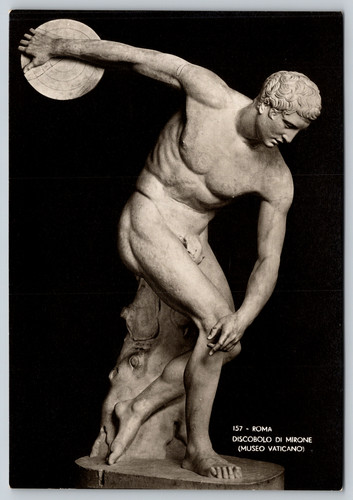 Statua rppc discobolo myron - rppc, di