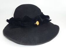 Cappello vintage donna anni '50/'60 in feltro nero con nastro in velluto
