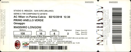 Biglietto stadio milan vs - stadio,