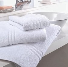 SET TRIS SPUGNA ASCIUGAMANI BAGNO TELO DOCCIA VISO OSPITE  PER HOTEL B&B BIANCHI