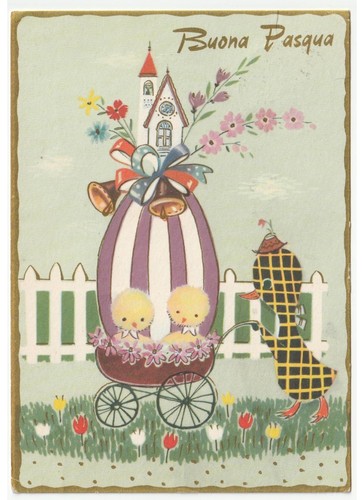 1965 cartolina augurale uovo