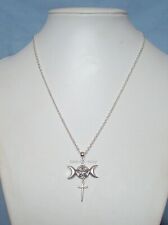 Collana catena tripla luna Athame pentagramma ciondolo wiccan pagano celtico 20"