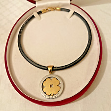 collana bulgari con ciondolo quadrifoglio in oro e acciaio