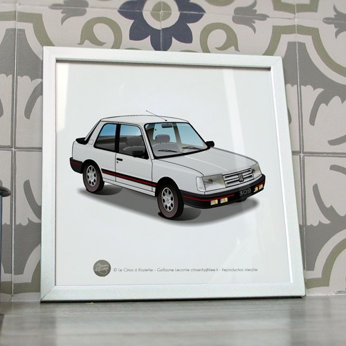 Poster peugeot 309 gti blanche - peugeot,