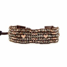 Bracelet perles AB cuir marron