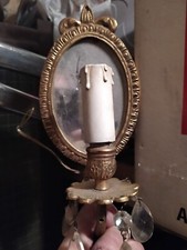 Coppia di luci  con specchio e cristalli vintage primi 900