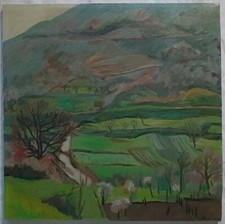 Sirio Bellucci Dipinto Paesaggio Quadro olio su tela Firmato 60x60 cm