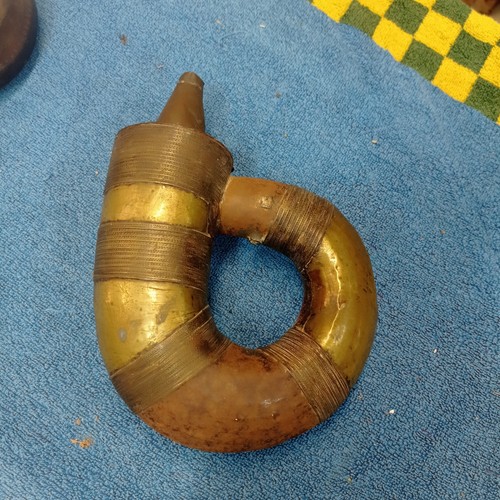 Antico contenitore corno rame - corno,