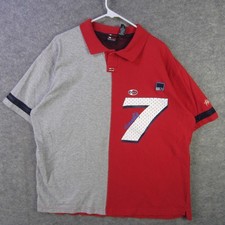 Polo VINTAGE Bugle Boy uomo XL rosso grigio spacco settanta 7 grafica Y2K anni 90