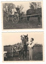 7/660 2 X Foto Famiglie - Escursione Cavallo Cocchio Bricco Latte Bambini
