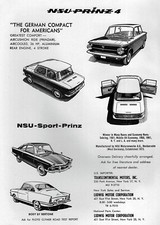1962 NSU Prinz 4 & Sport Prinz Original Print Ad