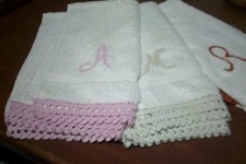 lotto 3 asciugamani vintage ZUCCHI con bordi all uncinetto ed cm 33 x 67 leggi