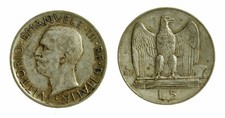 pci4712) Vittorio Emanuele III  (1901-1943) - 5 Lire Aquilino 1929