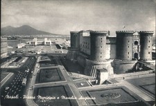 Italia Napoli Maschio Castello Angioino Piazza Municipio Cartolina d'epoca originale
