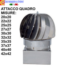 Fumaiolo Girevole Tirafumo Camino Acciaio Inox AISI 304 Comignolo Stufa Quadro