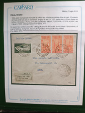 REGNO 1934 LIRE 5 POSTA AEREA SERIE CALCIO + 3 VALORI 20 CENT. SU BUSTA