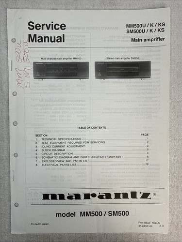 Vintage marantz service manual - service,