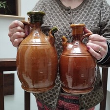 COPPIA ANTICHE OLIERE PUGLIESI IN TERRACOTTA DI GROTTAGLIE VASI PRIMI DEL 900