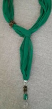 Foulard Collana Donna verde smeraldo/Chic con pietre Naturali + Pochette 