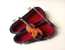 VIOLINO miniatura Legno VINTAGE con Custodia e Archetto 