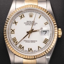 Rolex Datejust 16233 Lunetta Zigrinata Orologio 36mm Bicolore Jubilee Bianco
