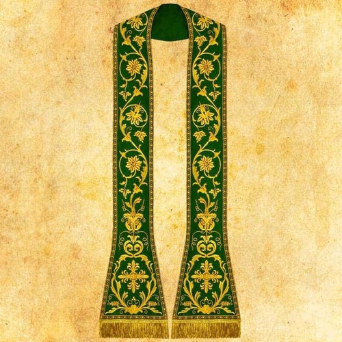 Stola romana ricamata verde