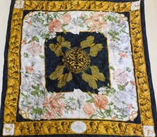 FOULARD 100% PURA SETA SILK SOIE VINTAGE DONNA BASILE (1330) 86cm x 90cm