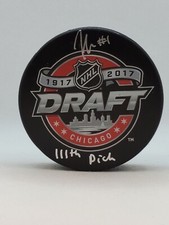 Jeremy Swayman Boston Bruins firmato 2017 DRAFT puck inciso 111° scelta