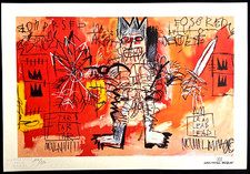 Jean-Michel-Basquiat litografia COA - originale firmata (numerata a mano) -