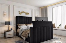 Letto TV imbottito in velluto peluche con meccanismo di sollevamento telecomandato nuovo!!!