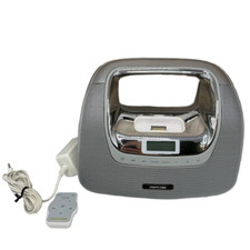 Silver Boombox con dock iPod e radio FM sistema audio portatile