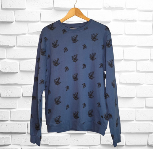 Felpa con stampa foglia blu - , da