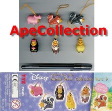 RARO Set 6 Figure WINNIE POOH Animal Wear PART 9 ITALIA Serie TOMY Mini Winnies