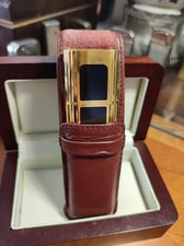 Must de Cartier atomizzatore profumo placcato oro e smalto nero con custodia