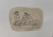 SALVO LOMBARDO, Franz Borghese Guttuso,  China Fondo Caffè Carta Chagall 35x25 